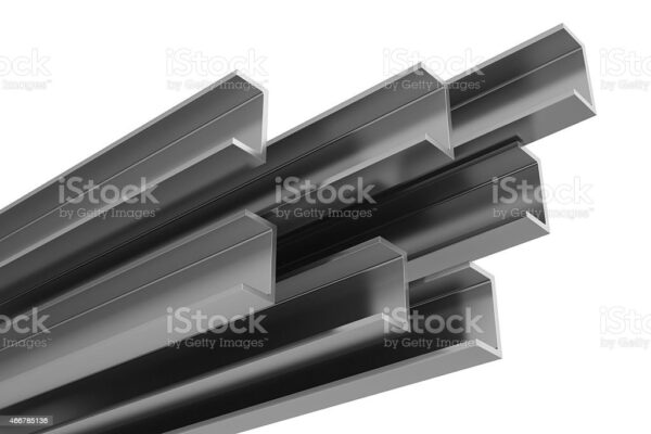 stainless steel profiles on a white background. 3d illustration.